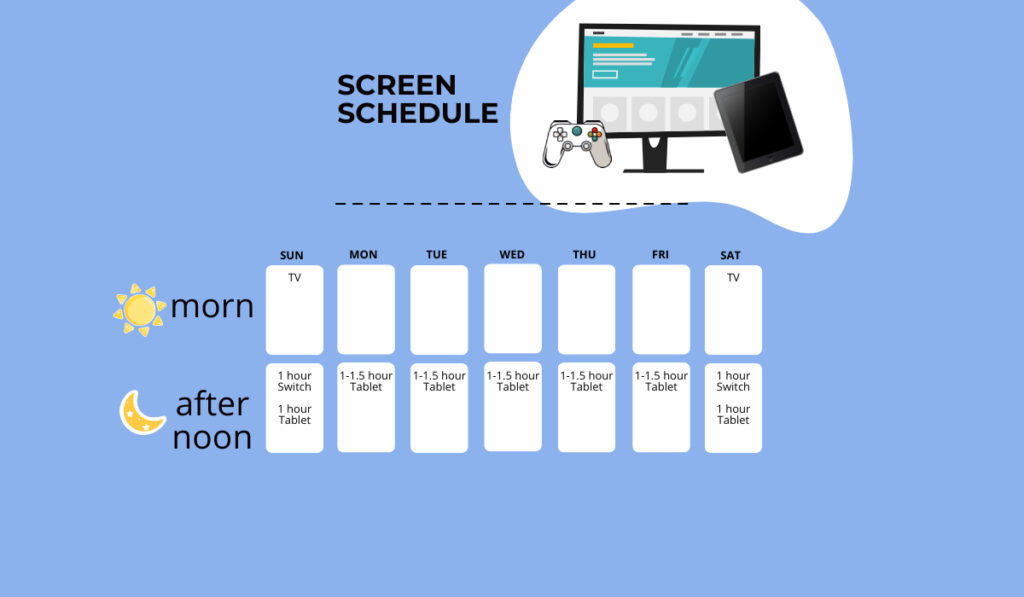 Screen time schedule.