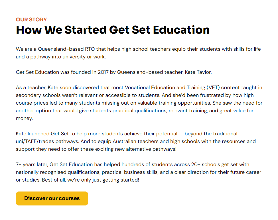 Get Set Education copywriting portfolio sample