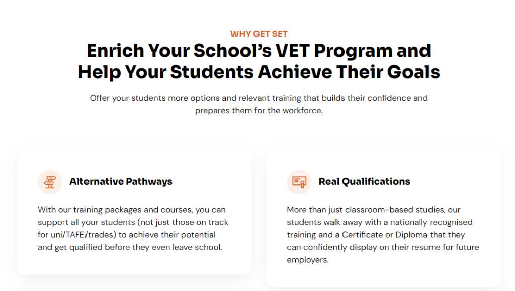 Get Set Education copywriting portfolio sample