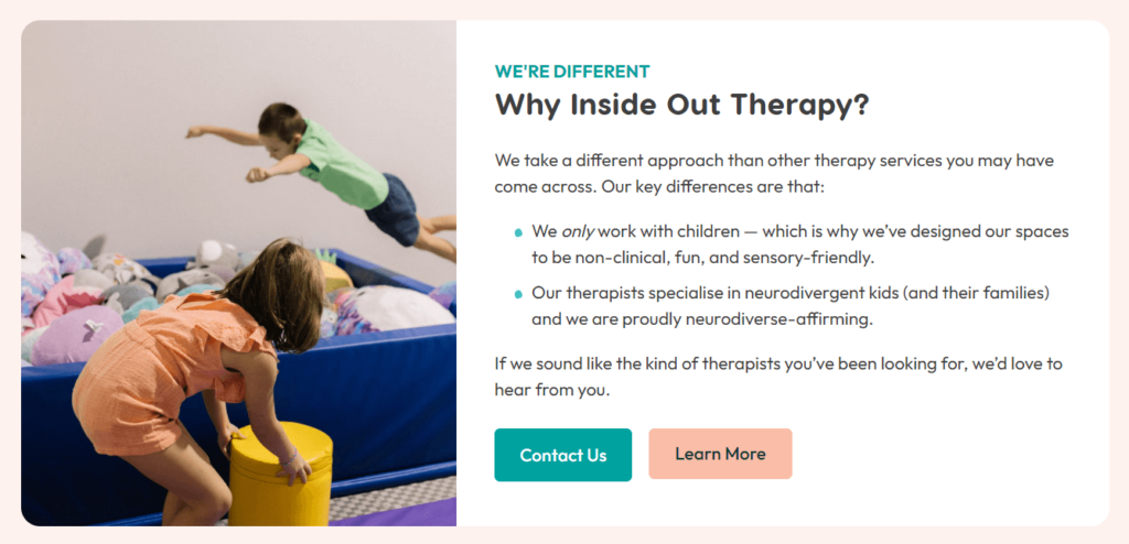 Inside Out Therapy copywriting portfolio sample