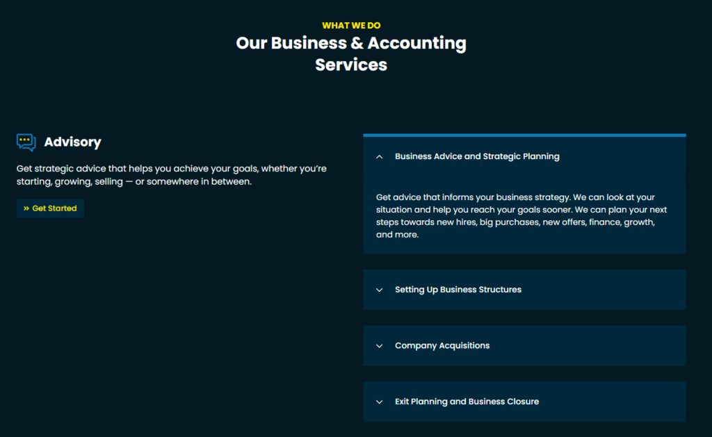 JTW Accountants copywriting portfolio sample