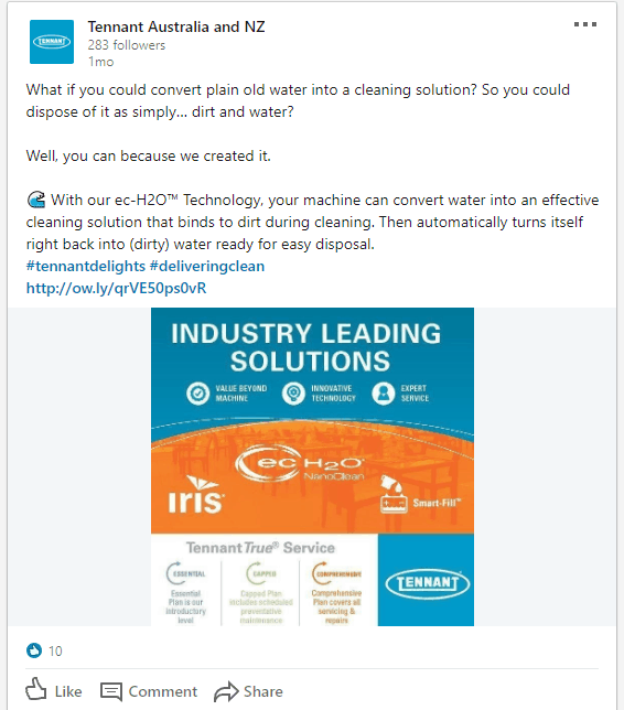 LinkedIn content written for B2B manufacturing company