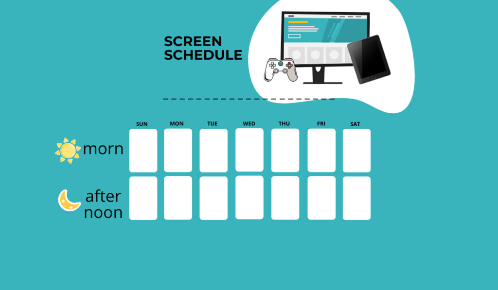 Blank screen time schedule template.